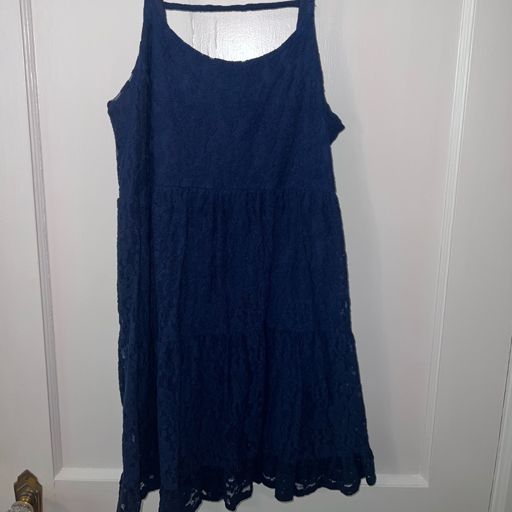 Navy Lace Dress With Cutout Back